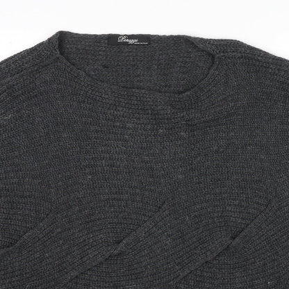 Pemizzi Womens Grey Boat Neck Acrylic Pullover Jumper Size 12