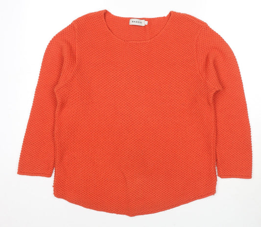 BASSINI Womens Orange Round Neck Acrylic Pullover Jumper Size L