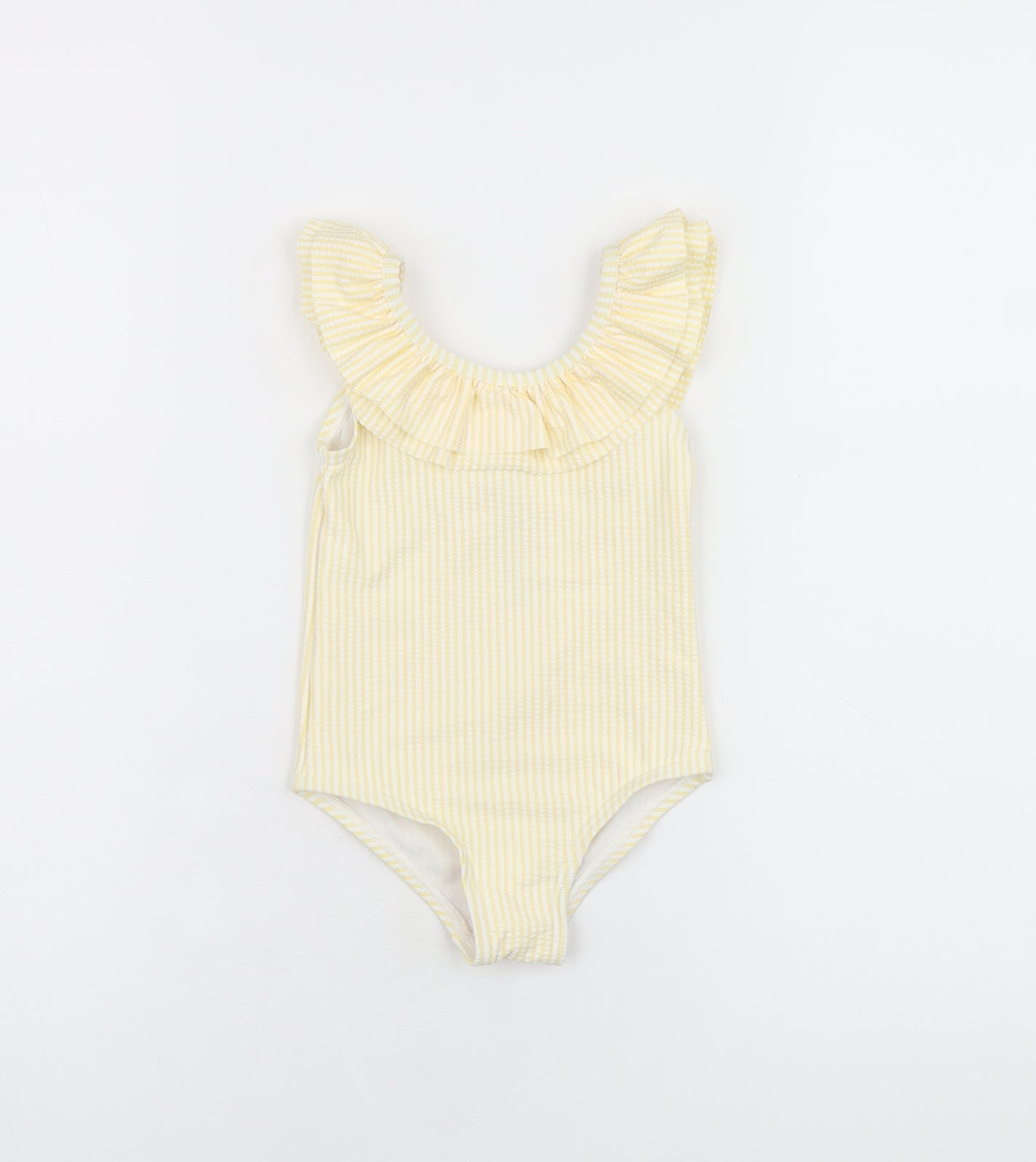 Marks and Spencer Girls Yellow Striped Polyester Bodysuit Outfit/Set Size 9-12 Months Pullover - Swimming Costume