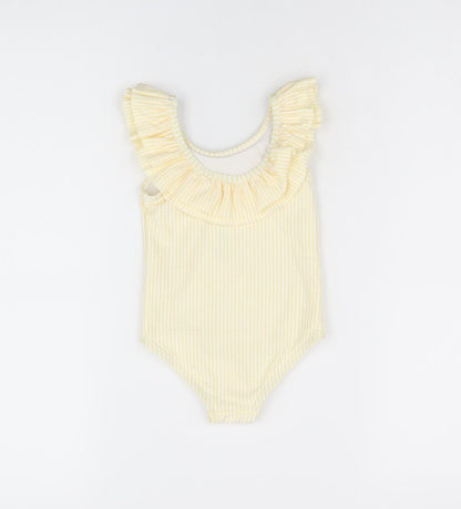 Marks and Spencer Girls Yellow Striped Polyester Bodysuit Outfit/Set Size 9-12 Months Pullover - Swimming Costume