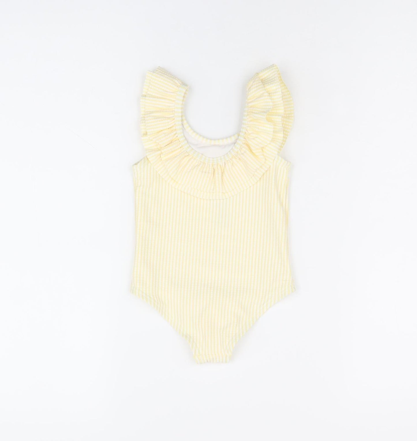 Marks and Spencer Girls Yellow Striped Polyester Bodysuit Outfit/Set Size 9-12 Months Pullover - Swimming Costume