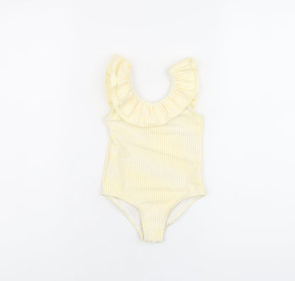 Marks and Spencer Girls Yellow Striped Polyester Bodysuit Outfit/Set Size 12-18 Months Pullover - Swimming Costume