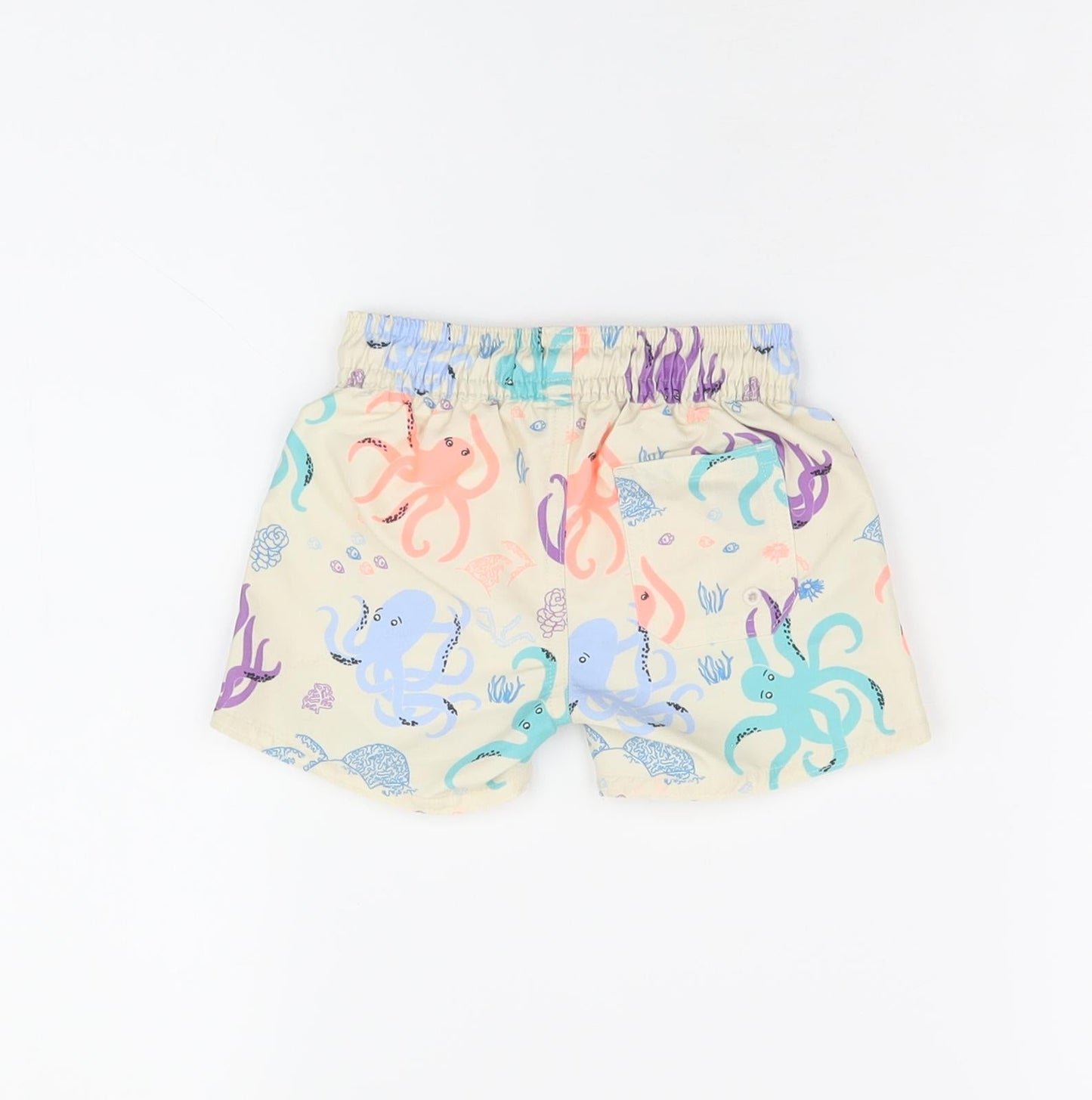Marks and Spencer Boys Beige Geometric Polyester Shorts Outfit/Set Size 3-6 Months Drawstring - Swim Short, Octopus Print