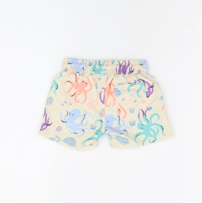 Marks and Spencer Boys Beige Geometric Polyester Shorts Outfit/Set Size 3-6 Months Drawstring - Swim Short, Octopus Print