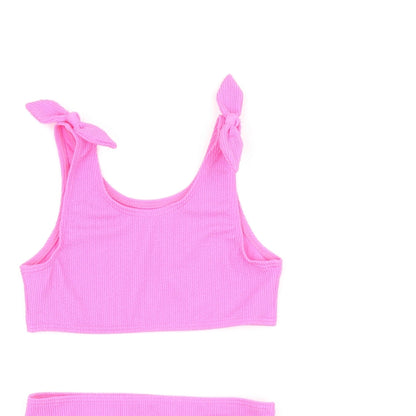 Marks and Spencer Girls Pink Polyester Bodysuit Outfit/Set Size 10-11 Years Pullover - Bikini Set