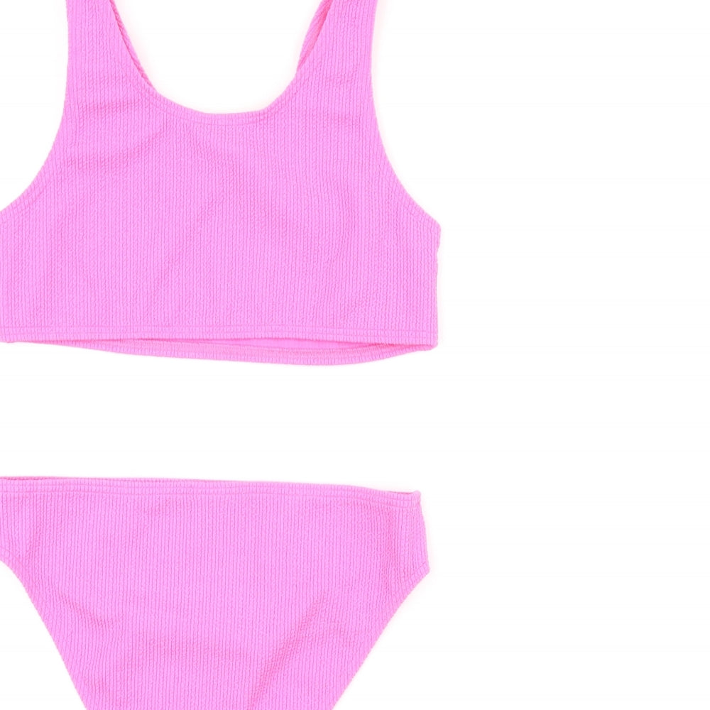 Marks and Spencer Girls Pink Polyester Bodysuit Outfit/Set Size 10-11 Years Pullover - Bikini Set