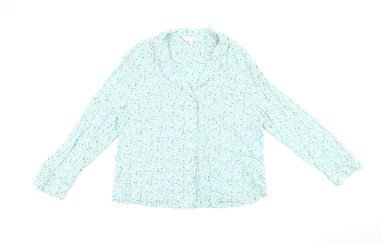 Womens UK Size 14 Marks and Spencer Blue Basic Button-Up