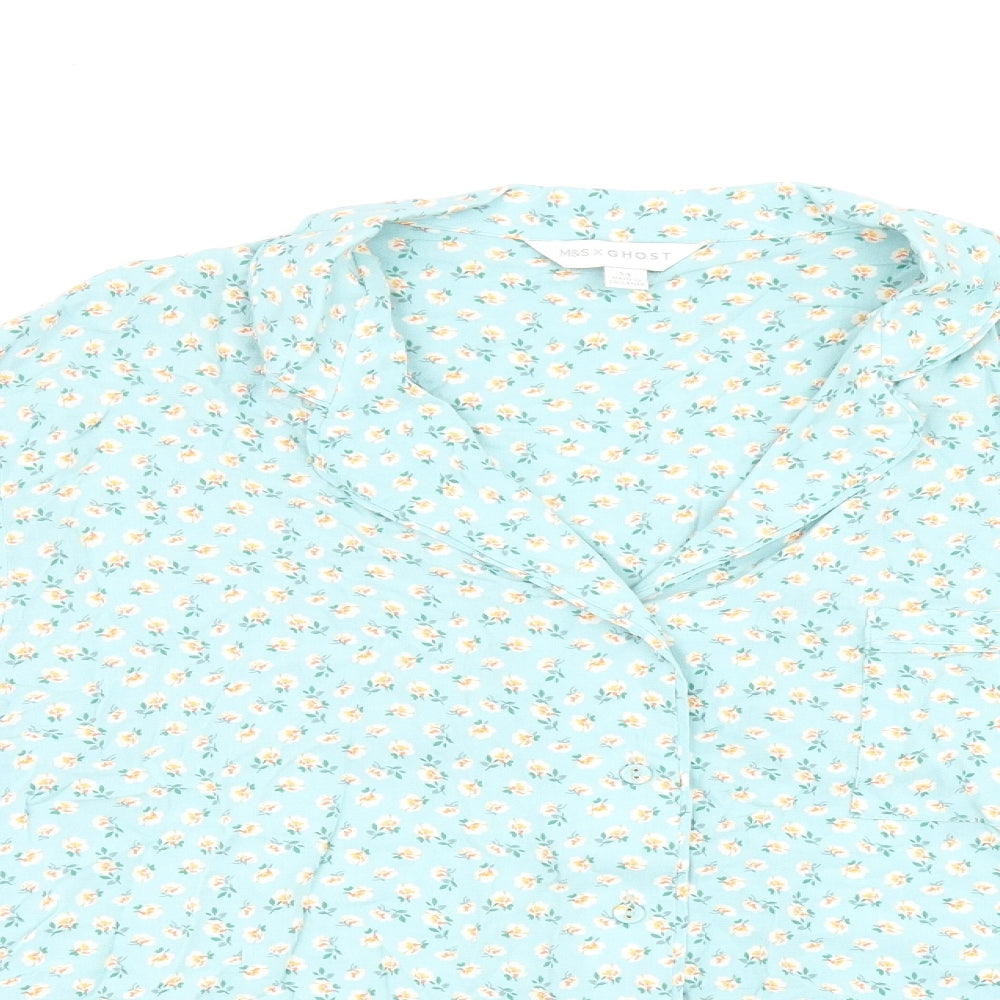 Womens UK Size 14 Marks and Spencer Blue Basic Button-Up