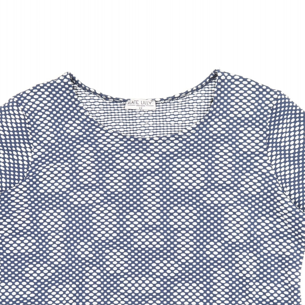 Womens UK Size 22 Kate Lilly Blue Basic T-Shirt