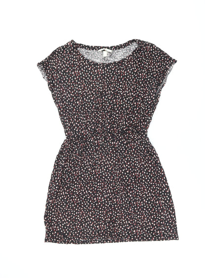 H&M Womens Black Geometric Cotton Mini Size S Round Neck Pullover