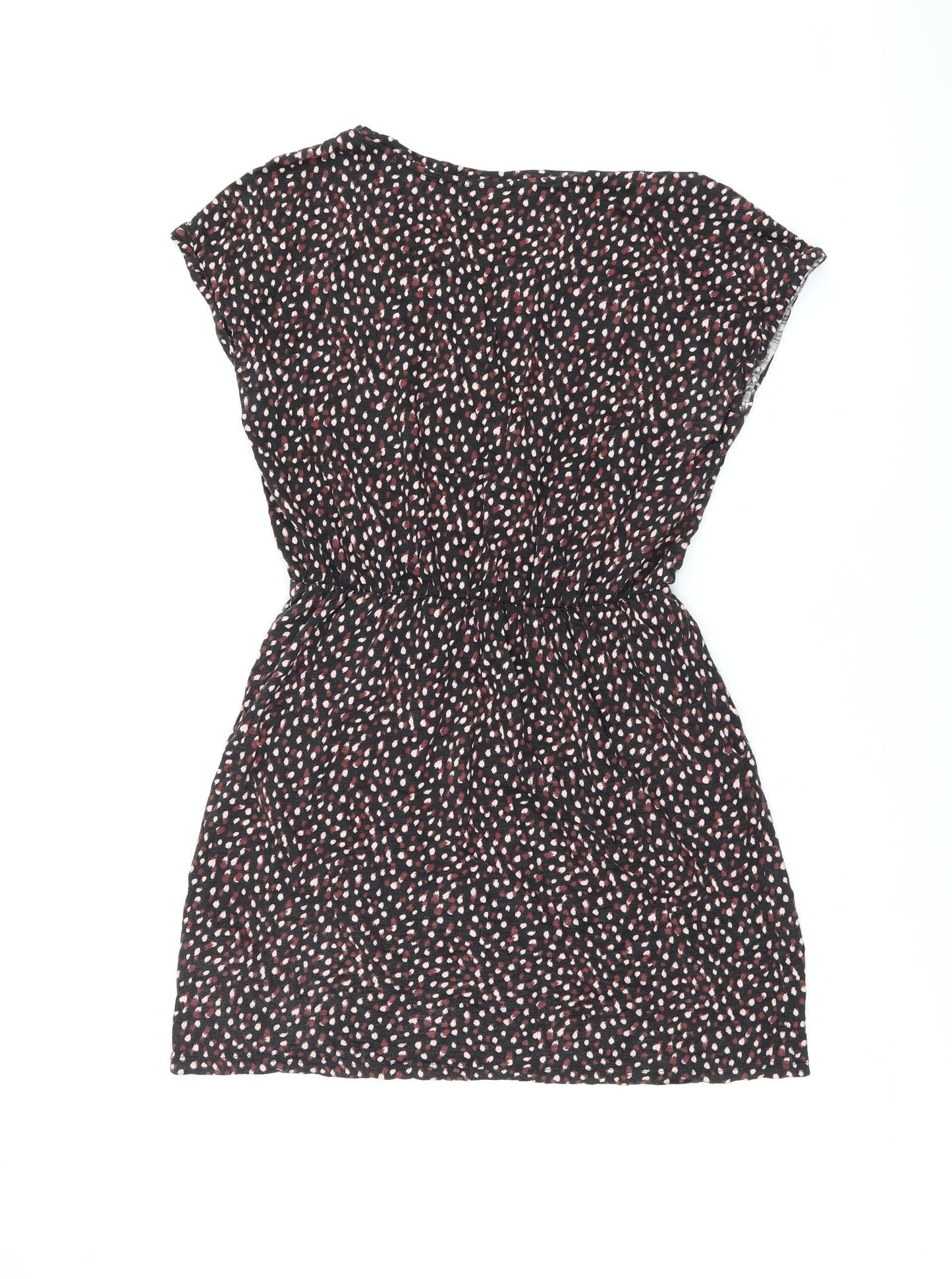 H&M Womens Black Geometric Cotton Mini Size S Round Neck Pullover