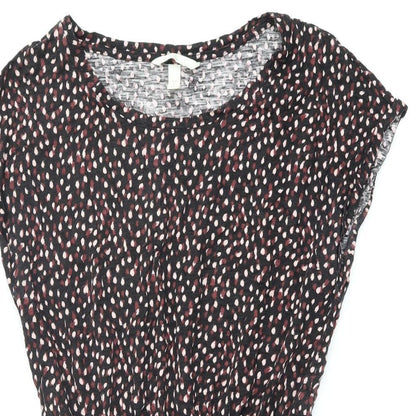 H&M Womens Black Geometric Cotton Mini Size S Round Neck Pullover