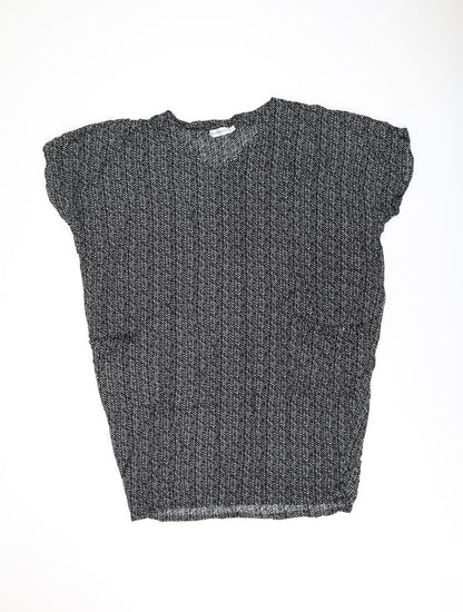 Bodacious Womens Black Geometric Polyester Shift Size L V-Neck Pullover