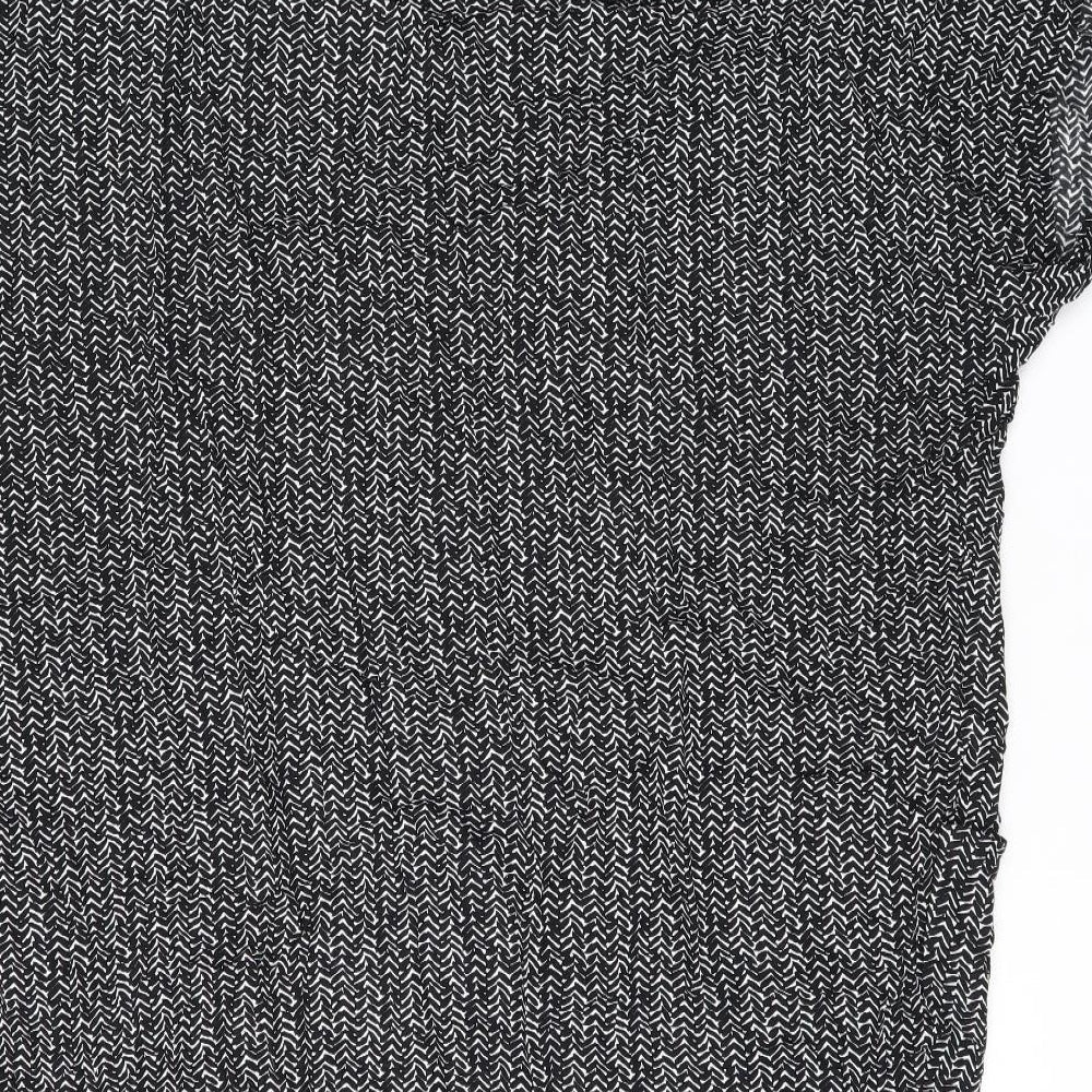 Bodacious Womens Black Geometric Polyester Shift Size L V-Neck Pullover