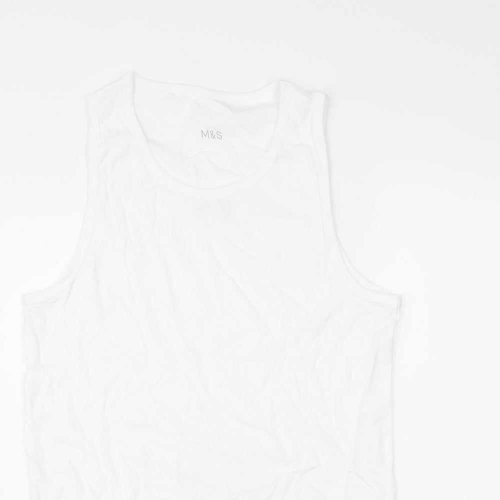 Womens UK Size L Marks and Spencer White Basic Tank