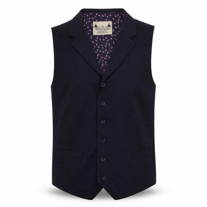 Spitafields Mens Blue Geometric Polyester Jacket Suit Waistcoat Size 40 Regular