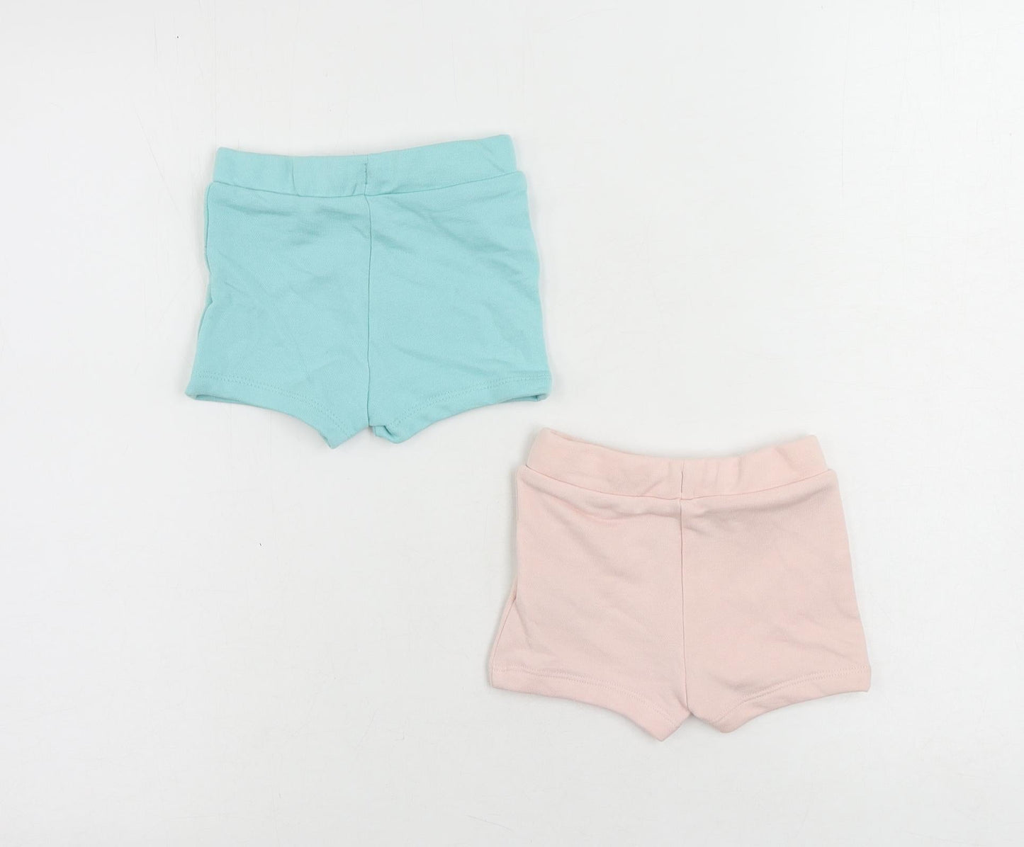 Marks and Spencer Baby Blue Cotton Cropped Trousers Size 3-6 Months Drawstring - Set