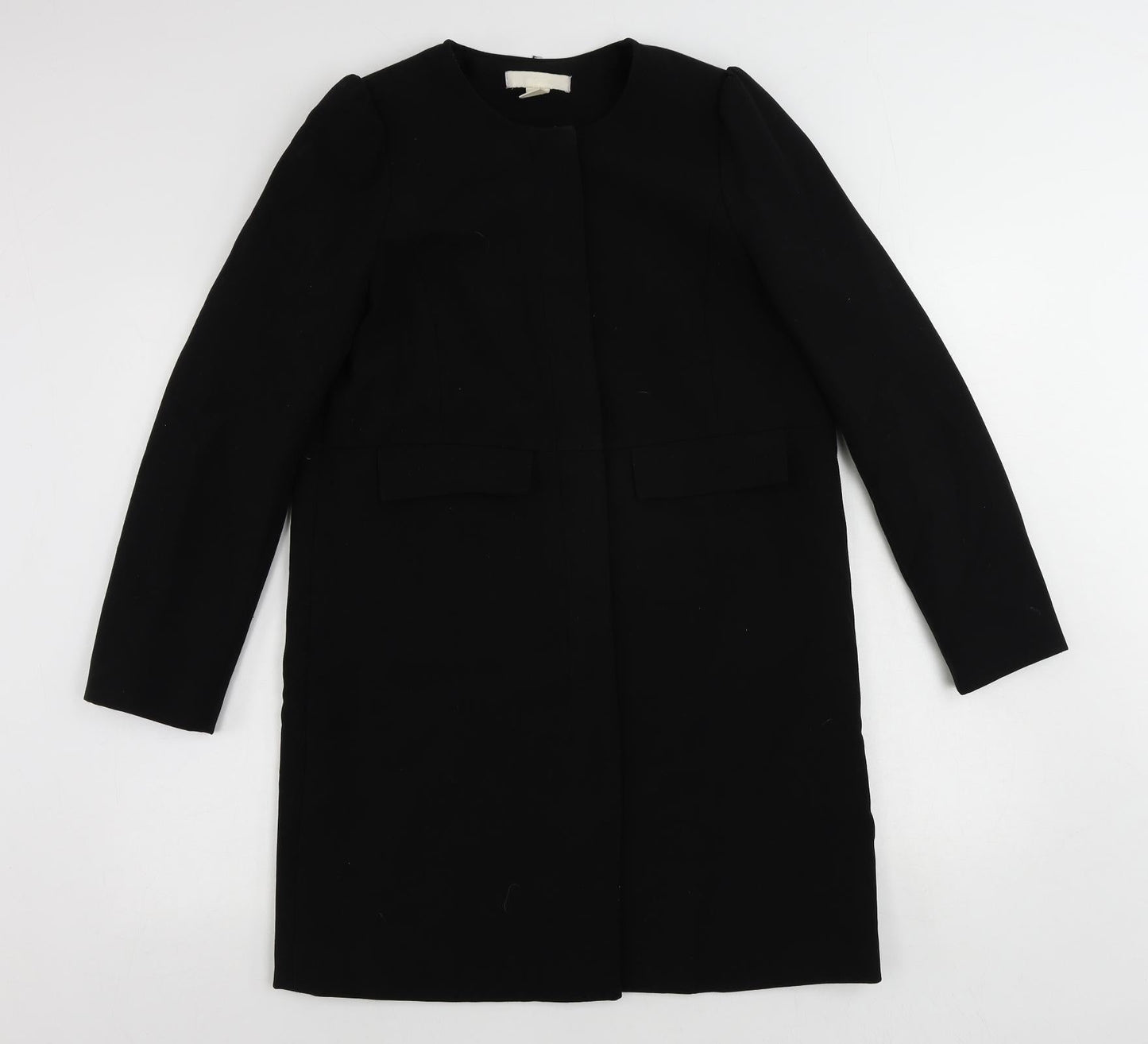 Womens UK Size 10 H&M Black Overcoat