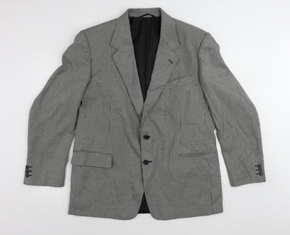 Enrico Gorlani Mens Black Geometric Polyester Jacket Suit Jacket Size 44 Regular