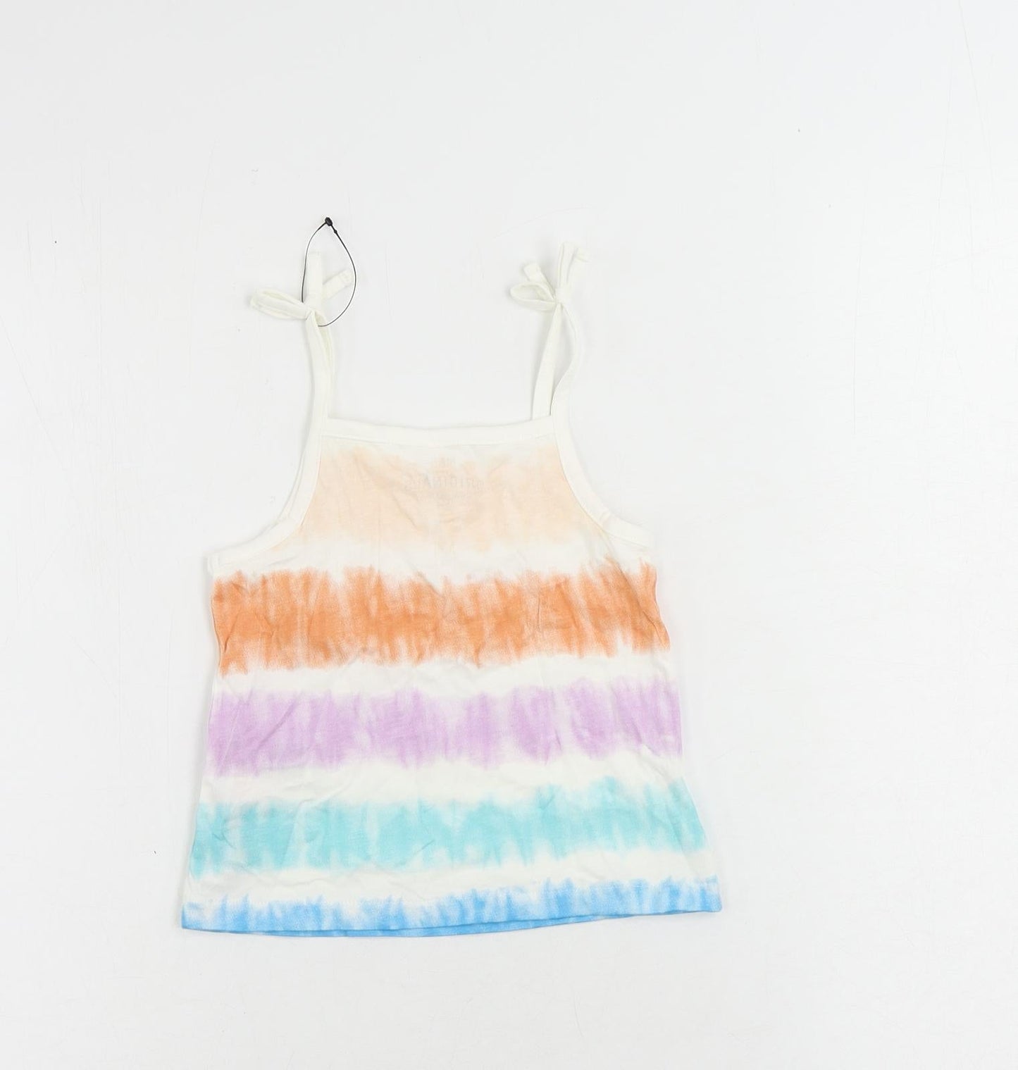 Marks and Spencer Girls Multicoloured Striped Cotton Camisole Tank Size 2-3 Years Square Neck Pullover - Tie Dye