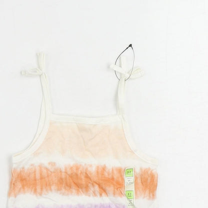 Marks and Spencer Girls Multicoloured Striped Cotton Camisole Tank Size 2-3 Years Square Neck Pullover - Tie Dye