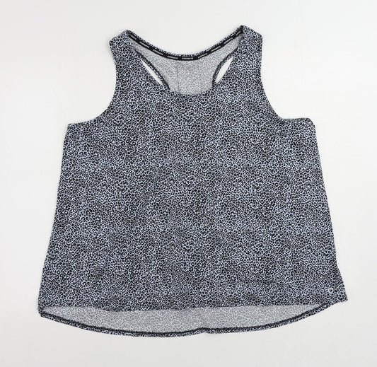 GOODMOVE Womens Blue Animal Print Polyester Pullover Tank Size 18 Scoop Neck Pullover