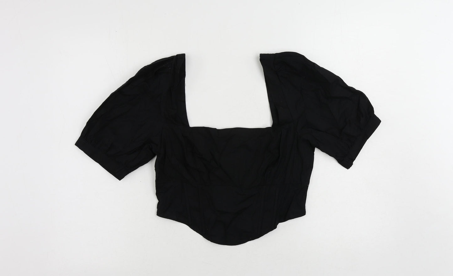 Womens UK Size XL Stradivarius Black Cropped Blouse