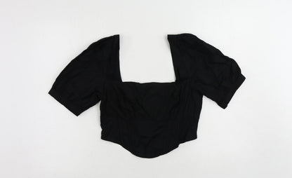 Womens UK Size XL Stradivarius Black Cropped Blouse