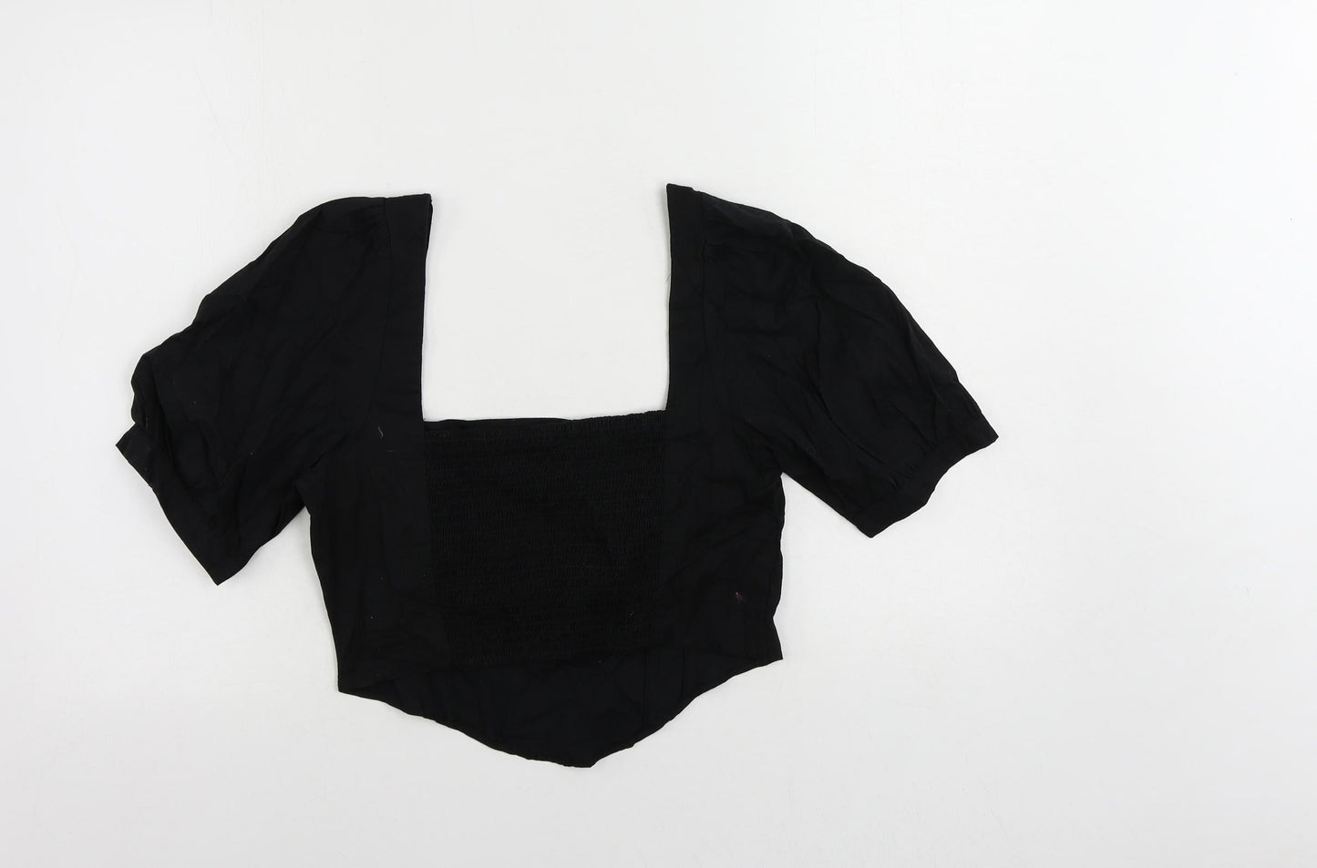 Womens UK Size XL Stradivarius Black Cropped Blouse