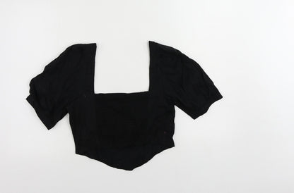 Womens UK Size XL Stradivarius Black Cropped Blouse