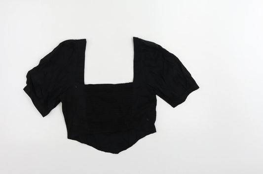 Womens UK Size XL Stradivarius Black Cropped Blouse