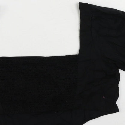 Womens UK Size XL Stradivarius Black Cropped Blouse