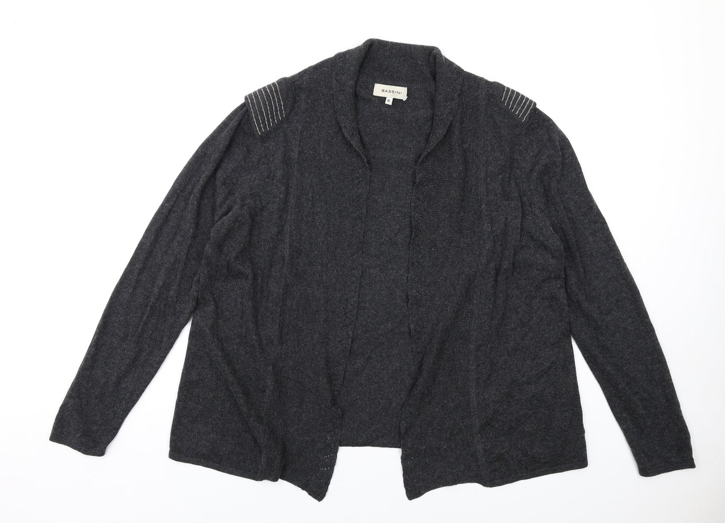 BASSINI Womens Grey V-Neck Viscose Cardigan Jumper Size XL