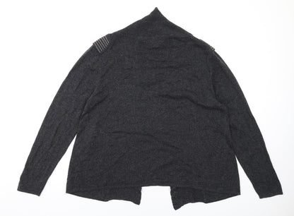 BASSINI Womens Grey V-Neck Viscose Cardigan Jumper Size XL