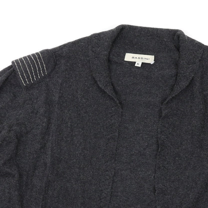 BASSINI Womens Grey V-Neck Viscose Cardigan Jumper Size XL