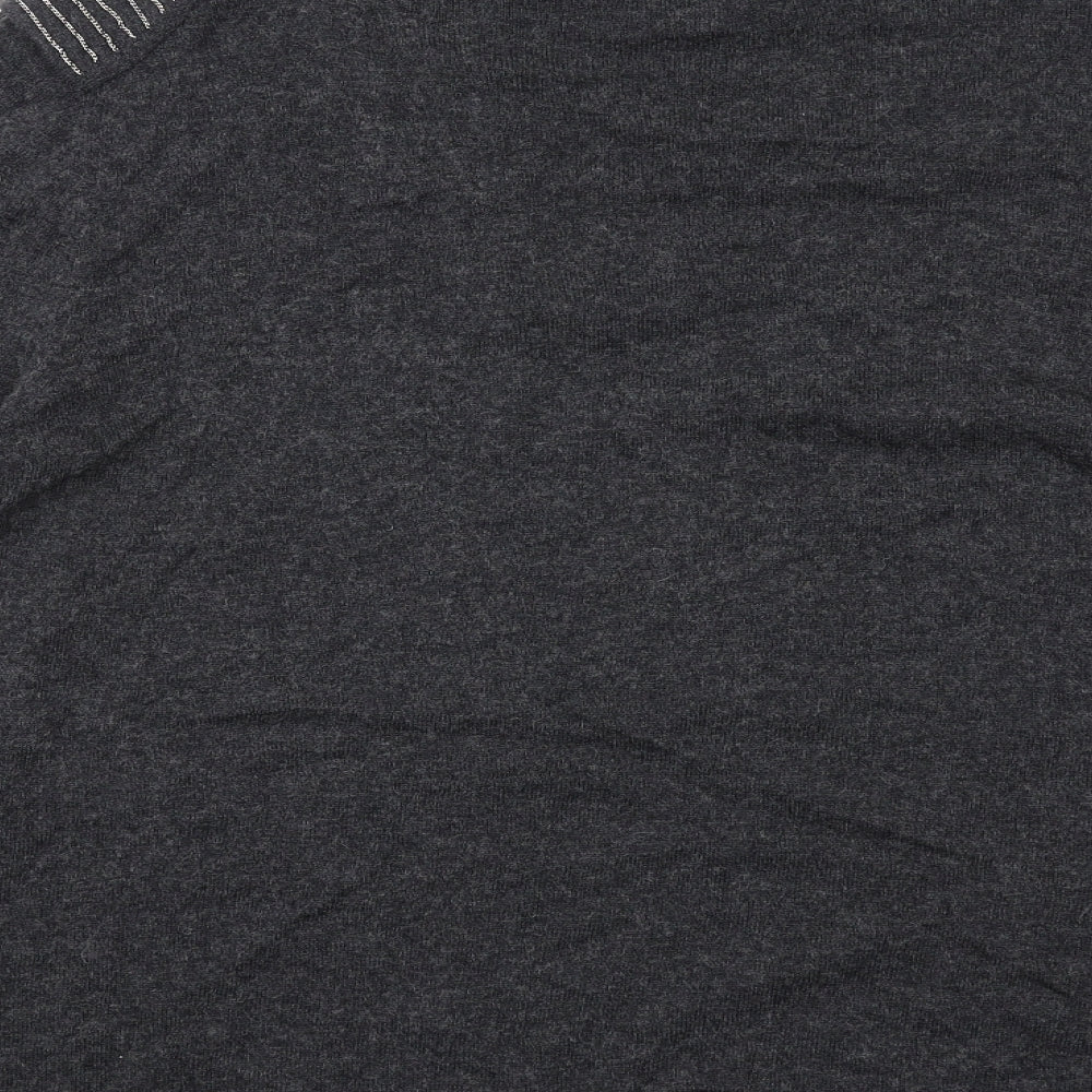 BASSINI Womens Grey V-Neck Viscose Cardigan Jumper Size XL