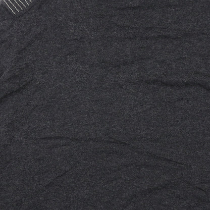 BASSINI Womens Grey V-Neck Viscose Cardigan Jumper Size XL