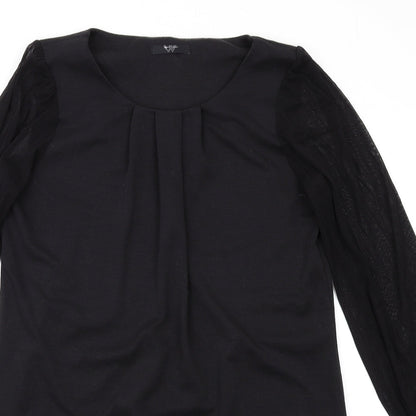 BHS Womens Black Polyester A-Line Size 16 Round Neck Pullover