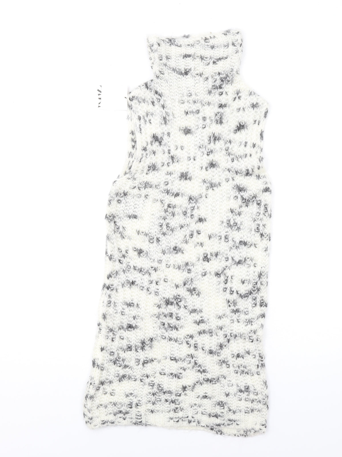 Zara Womens White Polyamide Jumper Dress Size L High Neck Pullover