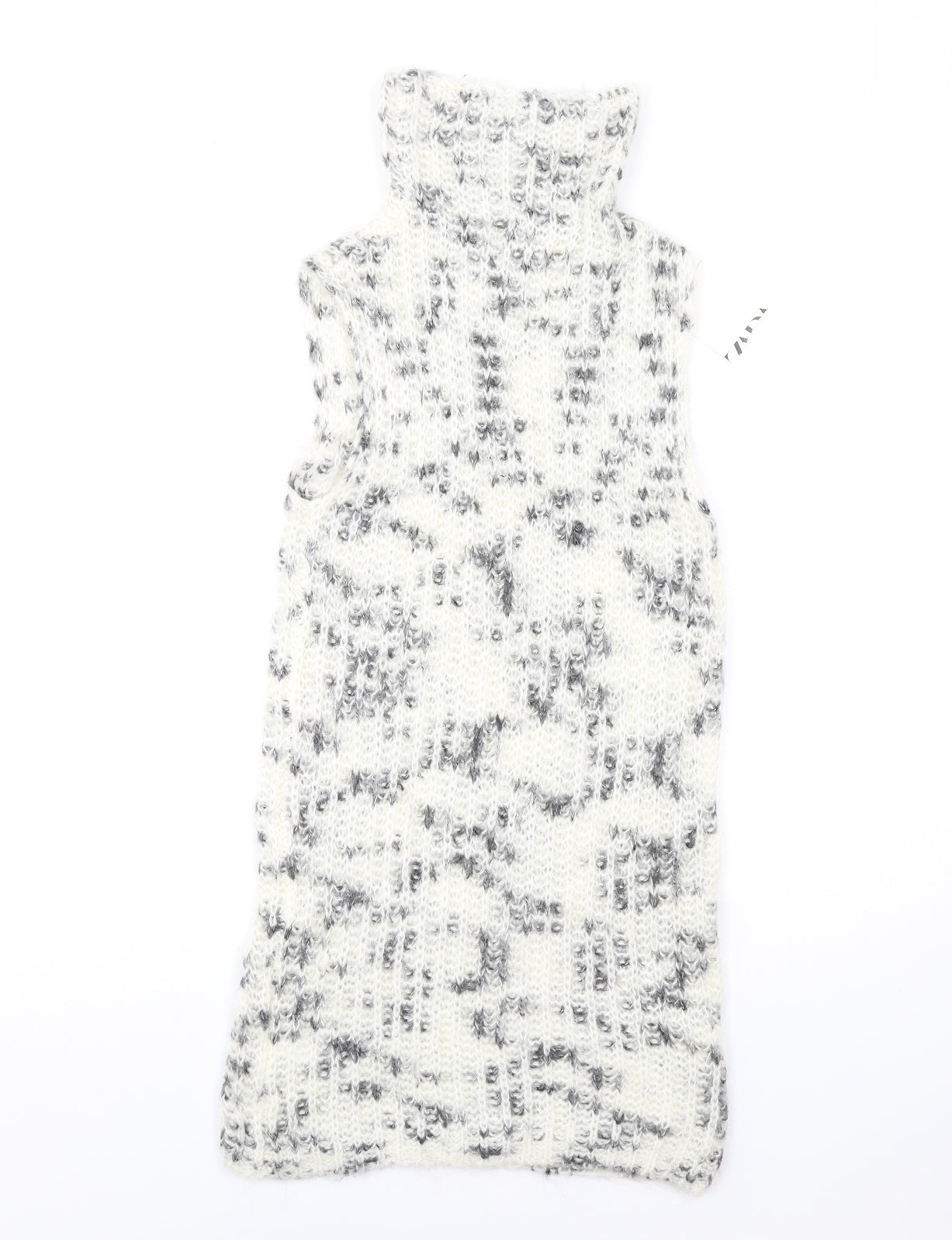 Zara Womens White Polyamide Jumper Dress Size L High Neck Pullover