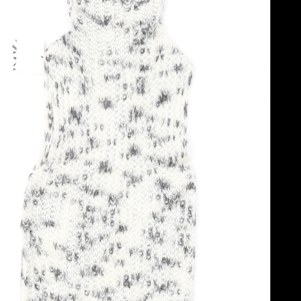 Zara Womens White Polyamide Jumper Dress Size L High Neck Pullover