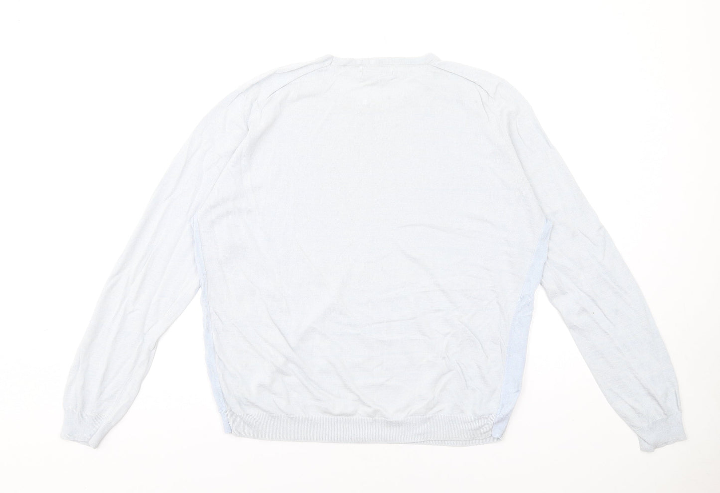 River Island Mens Blue Crew Neck Acrylic Pullover Jumper Size XL Long Sleeve