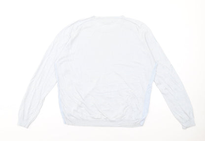 River Island Mens Blue Crew Neck Acrylic Pullover Jumper Size XL Long Sleeve