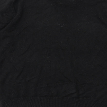 Topman Mens Black Collared Acrylic Pullover Jumper Size M Long Sleeve