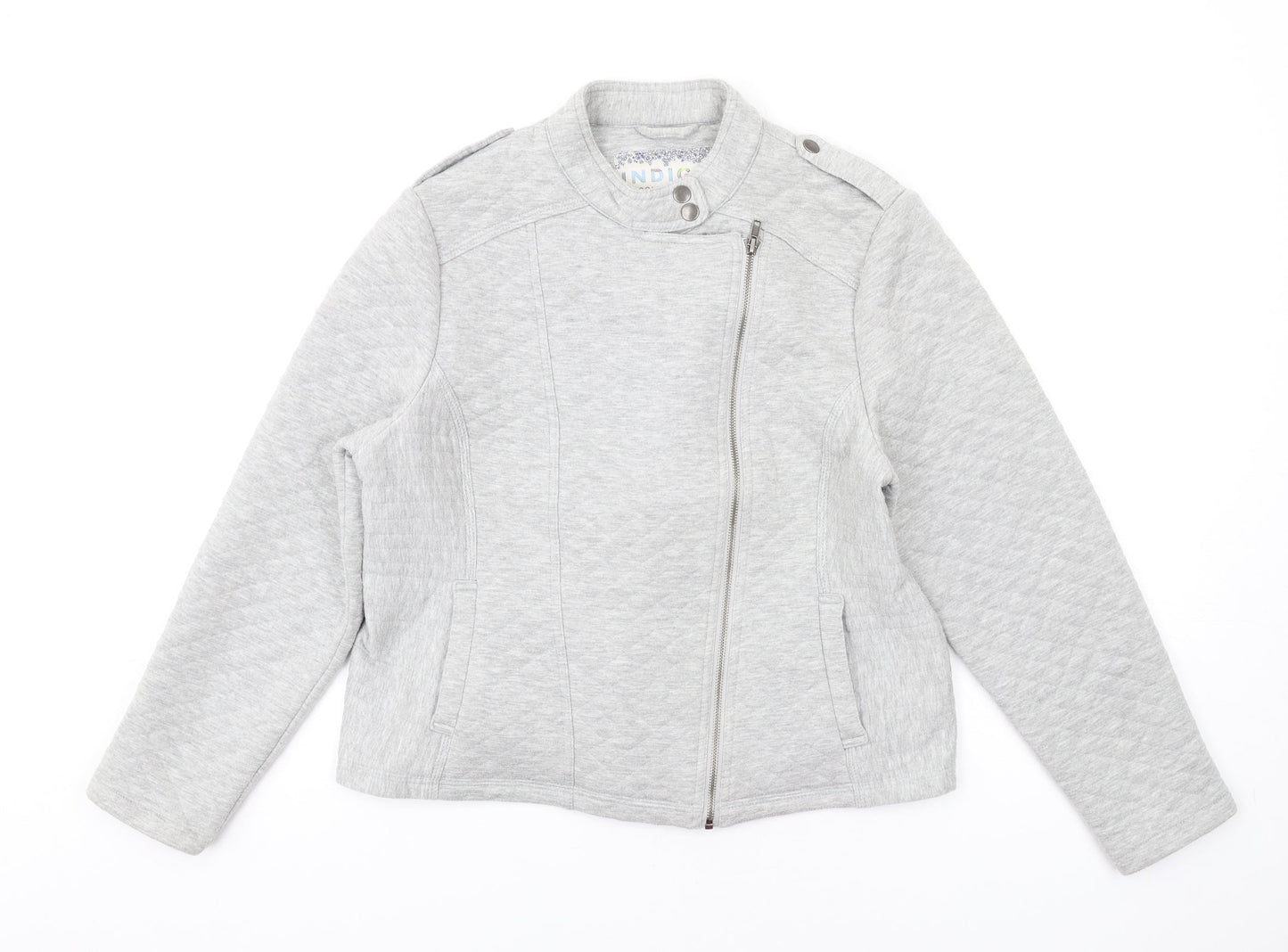 Indigo Womens Grey Quilted Jacket Size 18 Zip