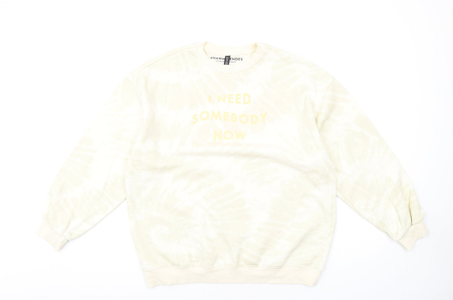 H&M Womens Beige Cotton Pullover Sweatshirt Size S Pullover - Shawn Mendes Tie Dye