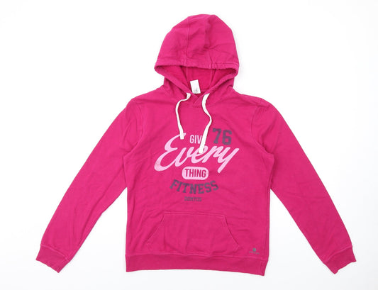 DECATHLON Womens Pink Cotton Pullover Hoodie Size M Pullover