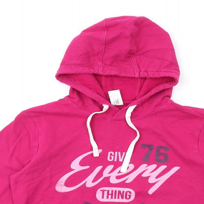 DECATHLON Womens Pink Cotton Pullover Hoodie Size M Pullover