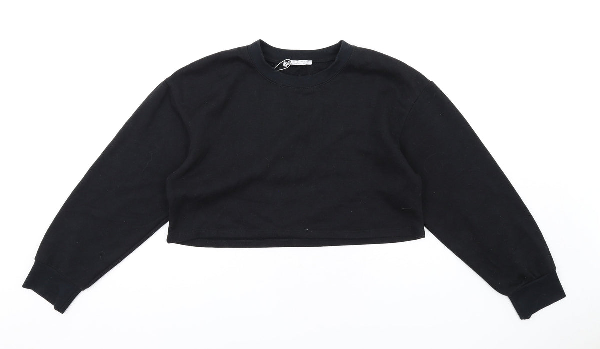 Zara Womens Black Cotton Pullover Sweatshirt Size S Pullover
