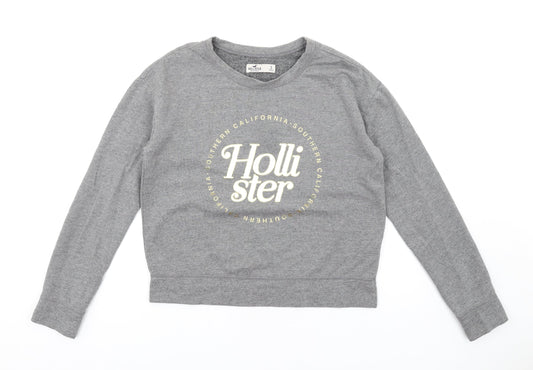 Hollister Womens Grey Cotton Pullover Sweatshirt Size S Pullover